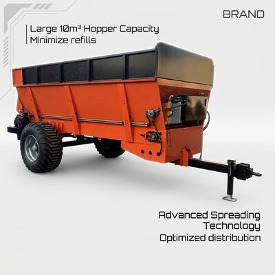 Distribuidor de fertilizantes de disco duplo com cobertura de campo de precisão, largura de espalhamento de 8-15 m e volume de hopper de 10 m3